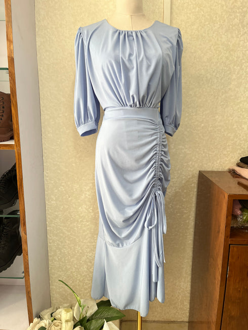 Round Neck Side Runched Dress